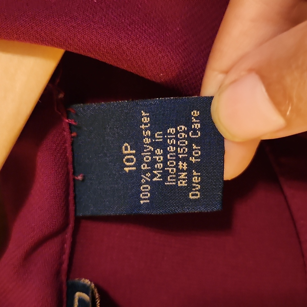 Laura Scott Burgundy Women's Blouse with Tie Detail - Picture 4 of 7